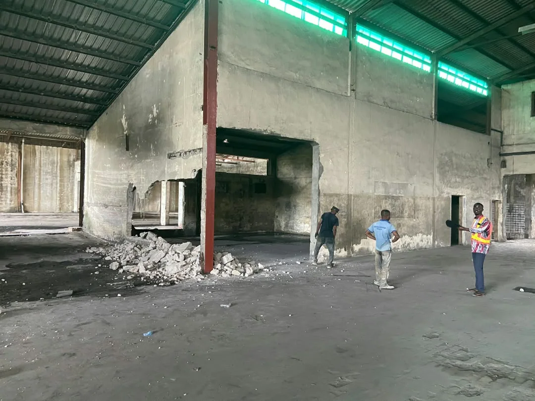 Interior walls being removed during renovation