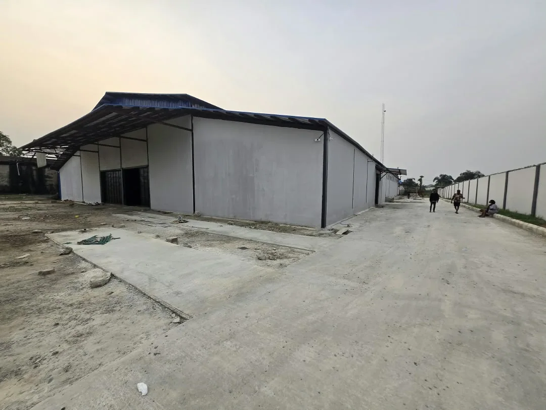 Industrial building undergoing renovation, photographed on site