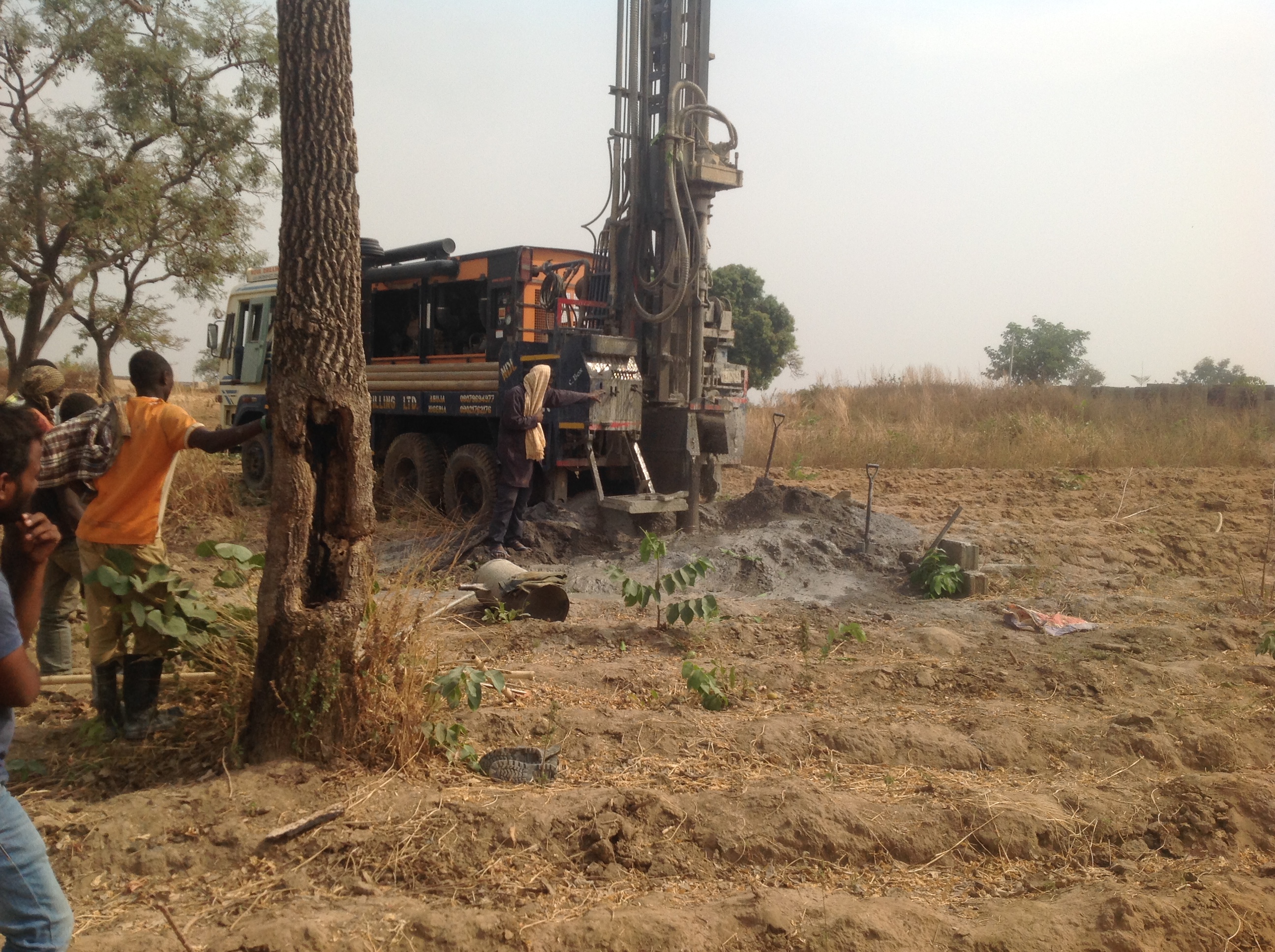 Water borehole drilling rig at work in Nassarawa State, Nigeria