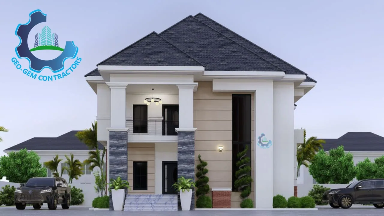 White modern two-storey residence design visualisation
